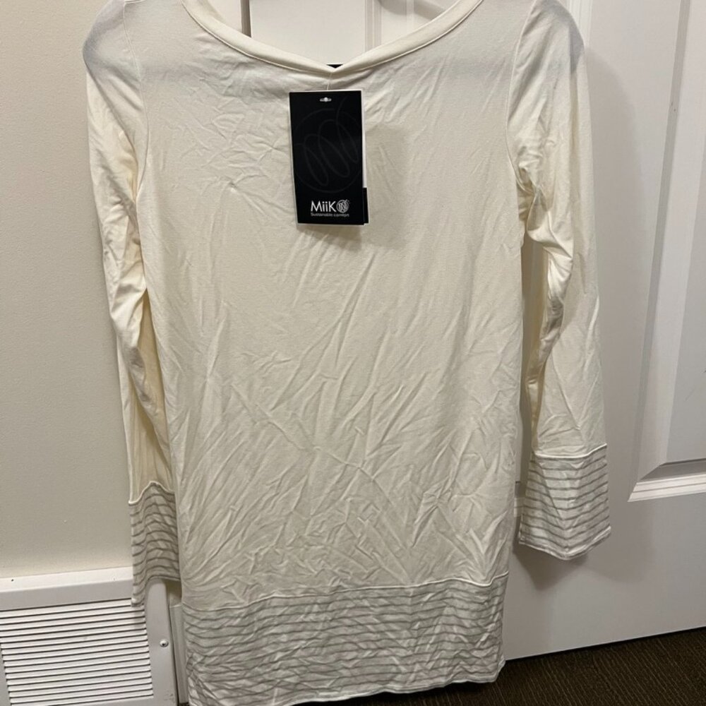 Cream tunic with grey stripes - new